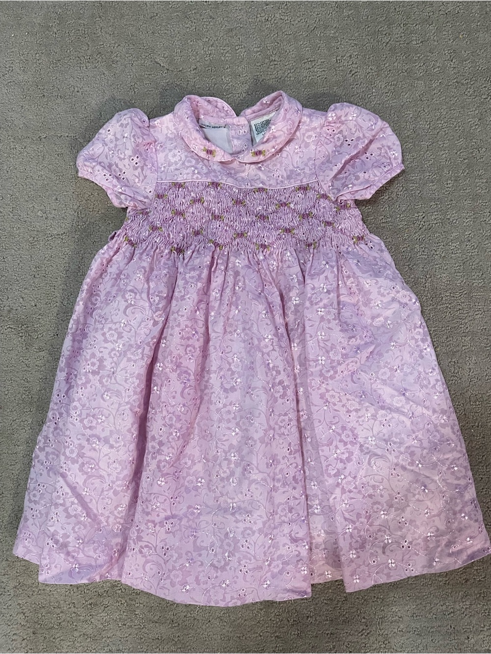 Laura Ashley vintage 24m girl lilac purple Smocked Girls Dress
